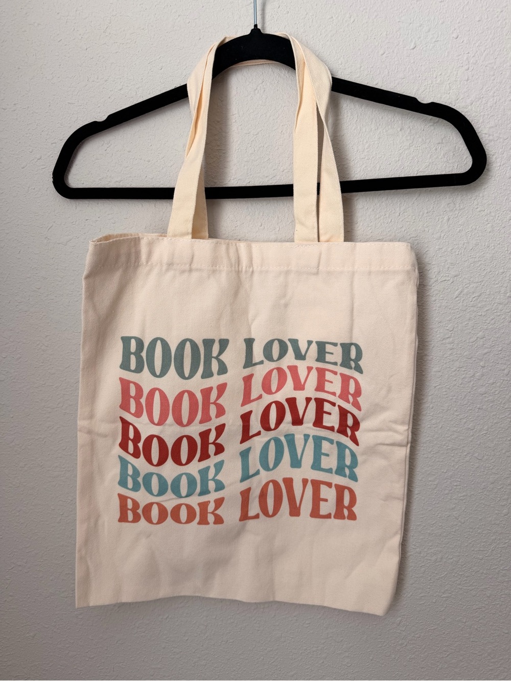 Book Lover Printed Canvas Tote Bag - Cream